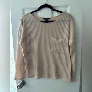 FOREVER 21 OS super light peach knit long sleeve scoop neck and pocket accent XS
